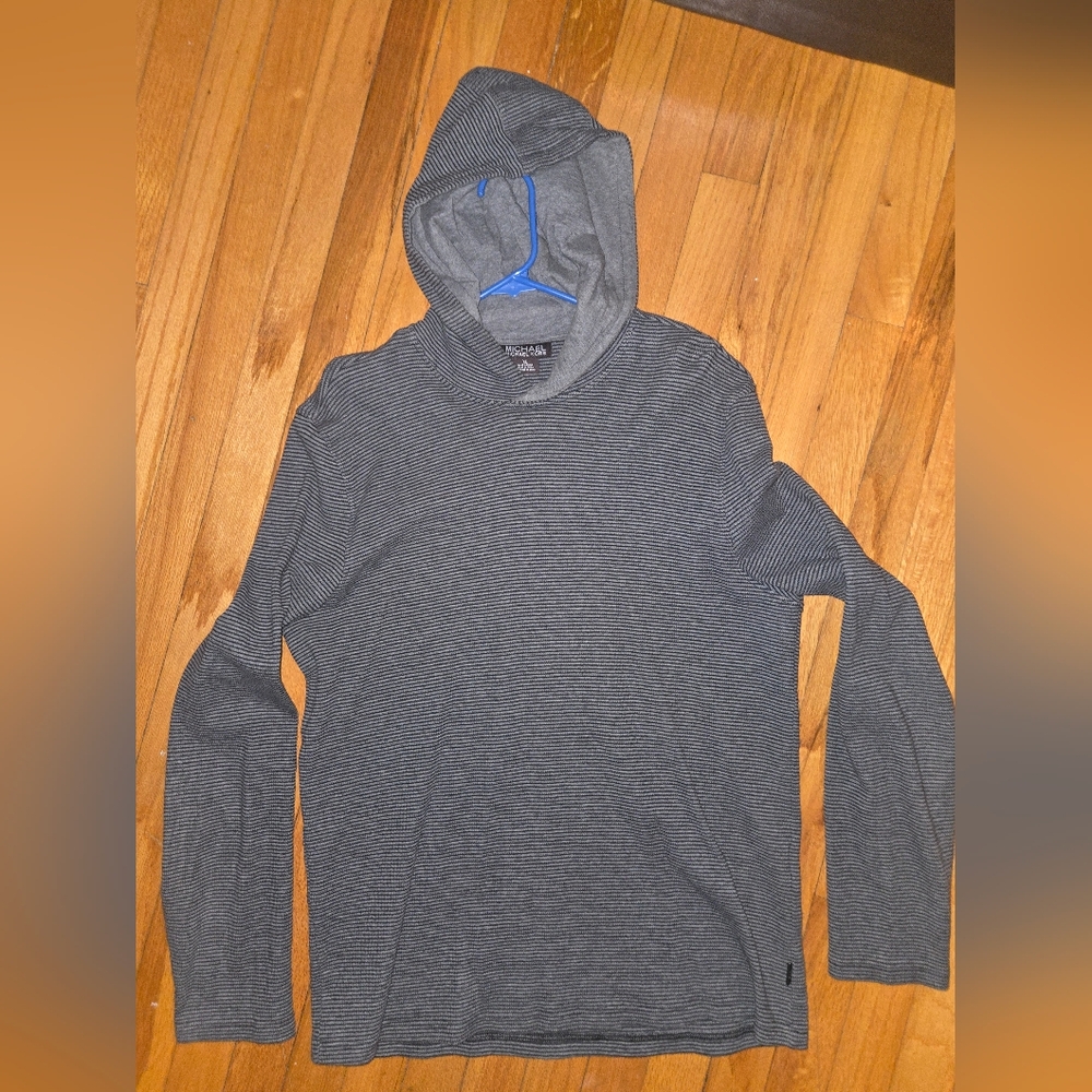 Michael Kors Gray Striped Hoodie Shirt